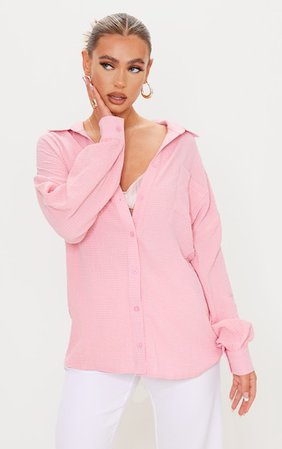 Light Pink Pocket Front Oversized Shirt | PrettyLittleThing USA