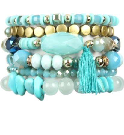 Boho Stacked Bead Bracelet - Turquoise – Elysium Fashions