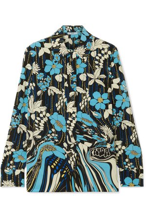 Prada | Floral-print silk crepe de chine blouse | NET-A-PORTER.COM