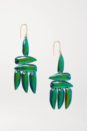 Green Wild Fly gold-tone shell earrings | Isabel Marant | NET-A-PORTER