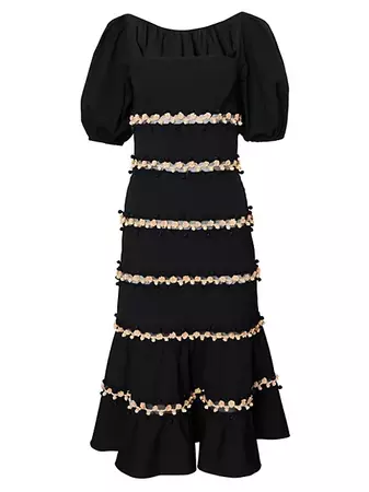Shop Carolina Herrera Embroidered Floral Stripe Dress | Saks Fifth Avenue