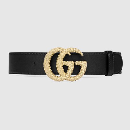 Belt with textured Double G buckle - Gucci Wide Belts 582348AP00G1000