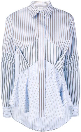 striped pleated front shirt