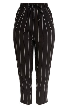 Diya Black Pin Stripe Casual Trousers | PrettyLittleThing