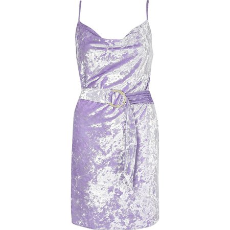 Light purple cowl neck belted slip dress | River Island