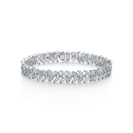 Tiffany Victoria® diamond vine bracelet in platinum, medium. | Tiffany & Co.