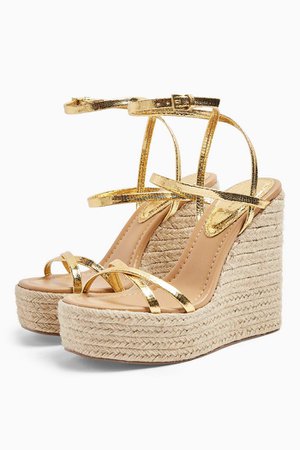 WILLA Gold Wedge Sandals | Topshop