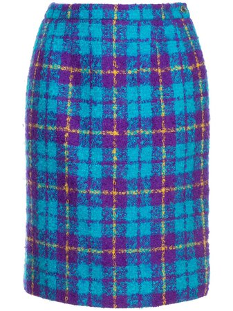CÉLINE PRE-OWNED checked high waisted skirt