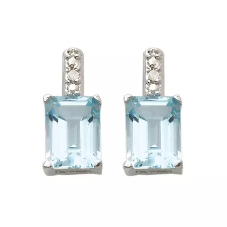 Emerald-Cut Blue Topaz & Diamond Earrings – Forever Today by Jilco