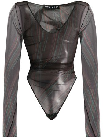 Y/project Sheer Long-Sleeve Bodysuit | Farfetch.com