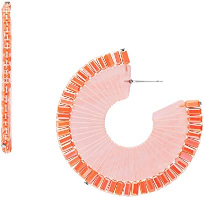 Amazon.com: Fossil Desert Rose and Bright Orange Acrylic Hoop Earrings, Pink (JA7037040), Standard: Jewelry
