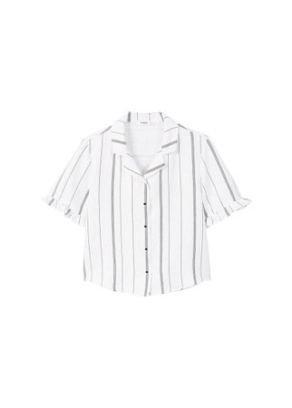 MANGO Ruffled stripe-patterned blouse
