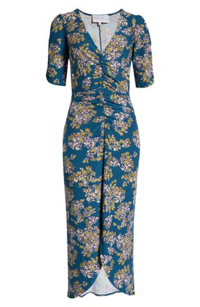Floral Ruched Midi Dress | Nordstrom
