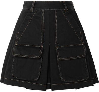 Matthew Adams Dolan - Pleated Denim Mini Skirt - Black
