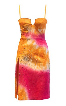 Embroidered Satin Midi Dress By Des Phemmes | Moda Operandi