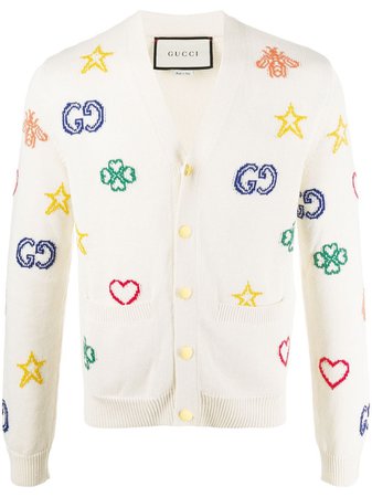 Gucci Symbols intarsia-knit Cardigan - Farfetch