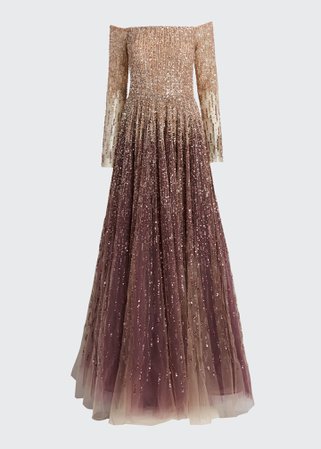 Pamella Roland Sequin & Crystal Ombre Ball Gown - Bergdorf Goodman