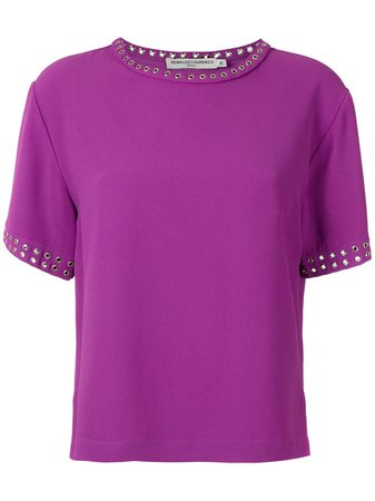 Purple Reinaldo Lourenço Crepe Eyelets T-Shirt For Women | Farfetch.com