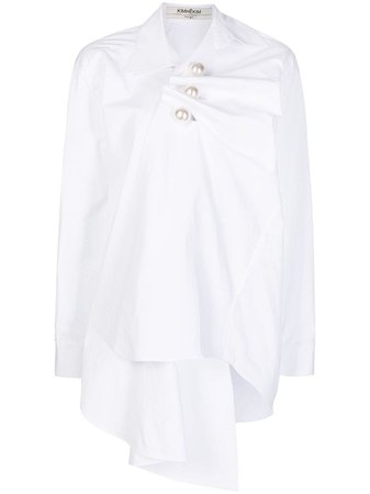 Kimhekim faux-pearl Embellished Asymmetric Shirt - Farfetch