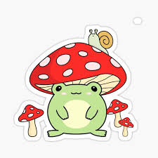 frog with mushroom