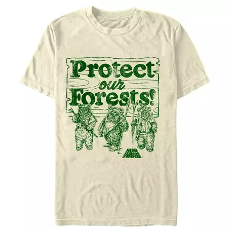 Men's Star Wars Ewok Protect Our Forests Graphic Tee Cream Small - Walmart.com