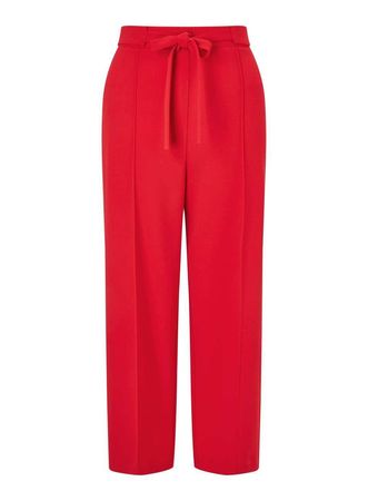 Red Eyelet Tie Detail Crop Trousers - Trousers - Clothing - Miss Selfridge