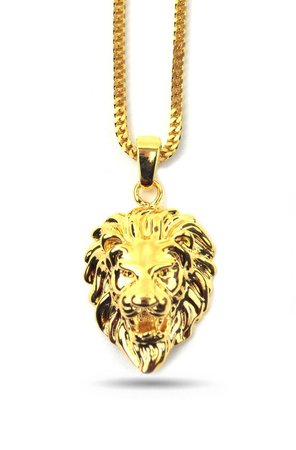 Gold Lion Head Necklace - The Gold Gods