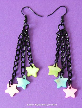 Pastel Goth Rainbow Star Earrings