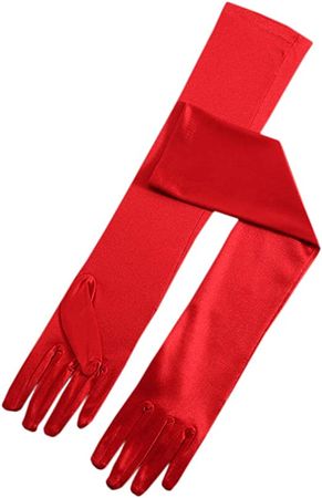 Amazon.com: BlackSunnyDay Women's 1920s 19" Elbow Length Long Satin Gloves for Opera Party Bridal Wedding Dance Cosplay Costumn Accessories (red) : Clothing, Shoes & Jewelry