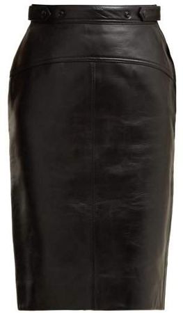 Leather Pencil Skirt - Womens - Black