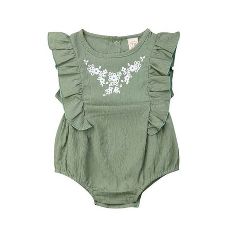 Baby Girl Green Ruffle One Piece Romper – The Trendy Toddlers