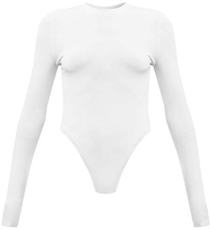 Summa - Long Sleeved Crepe Bodysuit - Womens - White