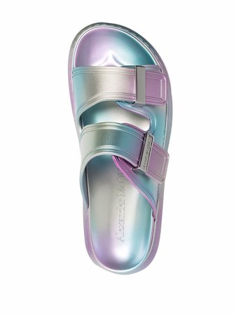 Alexander McQueen Hybrid Holographic Buckle Sandals - Farfetch