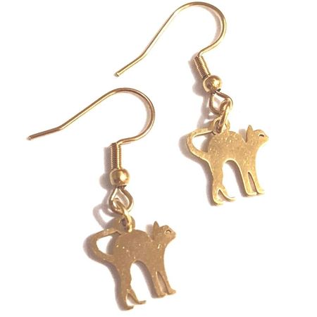 Gold Kitty Cat Earrings | eBay