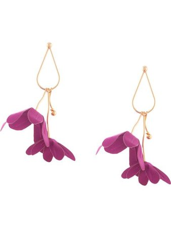 Marni floral appliqué teardrop earrings purple & gold ORMV0212A0T2000 - Farfetch