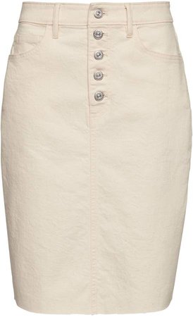 Petite Button-Fly Denim Skirt