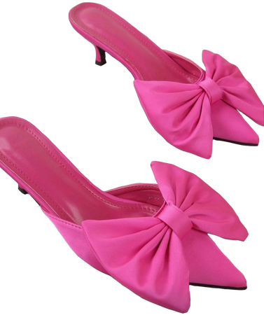 fuchsia pink kitten heels with bows