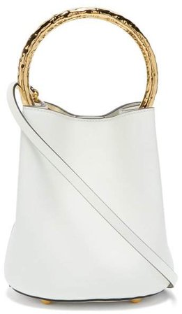 Pannier Leather Bucket Bag - Womens - White