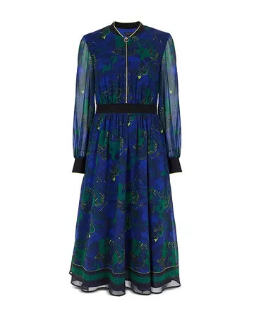 Ted Baker Maesie Stargaze Zip-Front Printed Midi Dress | Bloomingdale's blue