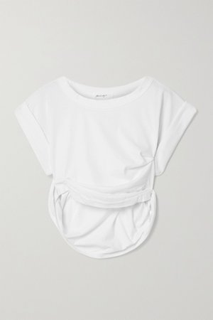 White Joseph cropped gathered cotton-blend jersey T-shirt | The Line By K | NET-A-PORTER