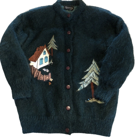 80s Vintage Mohair Button Up Sweater Ugly Holiday Small￼ Norwegian Designs