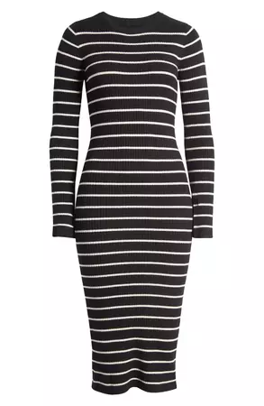 VERO MODA Stripe Long Sleeve Rib Midi Sweater Dress | Nordstrom
