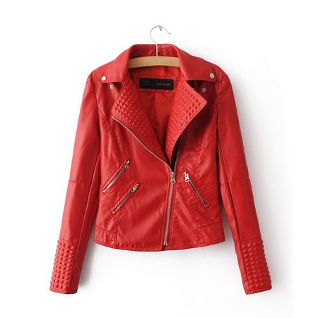Soft Faux Leather Motorcycle Rivet Jacket 133920