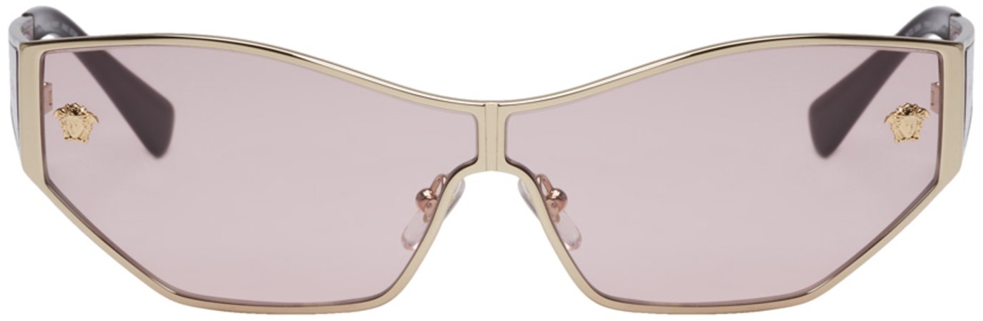 Versace: Gold Angular Sunglasses | SSENSE
