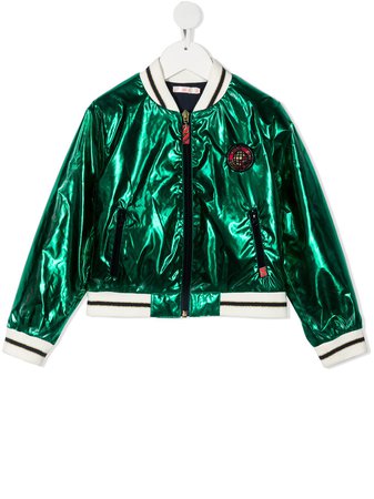 Shop green Billieblush metallic-finish bomber jacket with Express Delivery - Farfetch