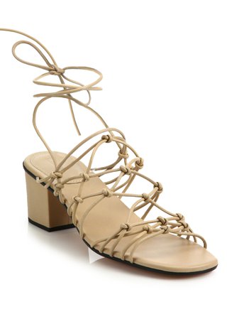 Lyst - Chloé Knotted Leather Lace up Heel