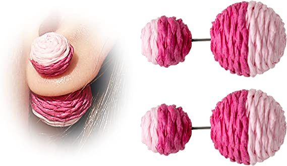 Amazon.com: Hot Pink Raffia Ball Stud Earrings Boho Double Sided Rattan Beaded Piercing Earrings for Women Girls Colorful Handmade Straw Wicker Earrings for Summer Beach Jewelry Gifts: Clothing, Shoes & Jewelry