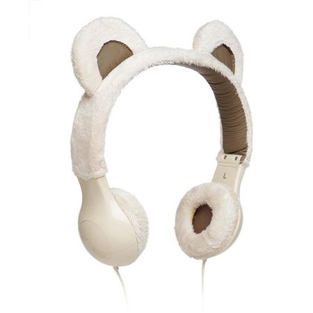 plush white bear headphones