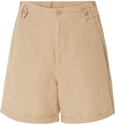 The Explorer Linen And Cotton-blend Shorts - Sand