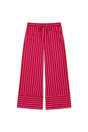 hot pink and red striped cotton trousers